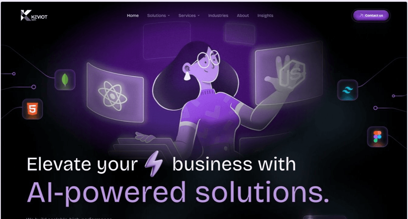 Kzvot AI-powered business website UI design case study by Rashmi
