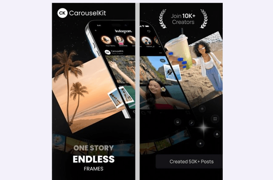 CarouselKit social post maker app UI design case study by Rashmi